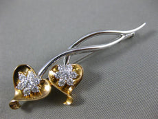 ANTIQUE .60CT DIAMOND 18KT WHITE & ROSE GOLD 3D HEARTS ARROW PIN BROOCH #1383