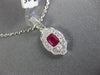 ESTATE SMALL .12CT DIAMOND & AAA RUBY 18KT WHITE GOLD FILIGREE MILGRAIN PENDANT