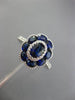 ESTATE 1.91CT DIAMOND & AAA SAPPHIRE 18K WHITE GOLD CLASSIC FLOWER FILIGREE RING