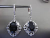 ANTIQUE LARGE 11.91CT DIAMOND & AAA SAPPHIRE 18KT WHITE GOLD 3D HANGING EARRINGS