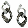 1.17CT WHITE & CHOCOLATE FANCY DIAMOND 14KT WHITE GOLD 3D DOUBLE LINK EARRINGS