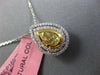 ESTATE LARGE 1.57CT WHITE & FANCY YELLOW DIAMOND 18K TWO TONE GOLD PEAR PENDANT