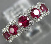 ESTATE .92CT DIAMOND & AAA RUBY 18KT WHITE GOLD 3D 5 STONE HALO ANNIVERSARY RING