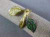 ESTATE LARGE .46CT DIAMOND & AAA TSAVORITE 14KT YELLOW GOLD 3D DOUBLE LEAF RING