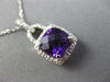 ESTATE 2.15CT DIAMOND & AMETHYST 14KT WHITE GOLD 3D SQUARE HALO FLOATING PENDANT