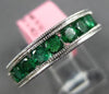 ESTATE WIDE 1.53CT AAA EMERALD 18KT WHITE GOLD 3D SEMI ETERNITY ENGAGEMENT RING
