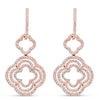 ESTATE .75CT DIAMOND 18KT ROSE GOLD 3D FOUR LEAF CLOVER FLOWER HANGING EARRINGS
