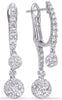 1.09CT DIAMOND 14KT WHITE GOLD MULTI FLOWER CHANDELIER CLIP ON HANGING EARRINGS