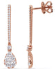 1.22CT DIAMOND 14KT ROSE GOLD 3D PAVE INVISIBLE TEAR DROP BAR HANGING EARRINGS