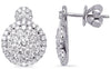 LARGE 1.73CT DIAMOND 14KT WHITE GOLD CLUSTER ROUND CLASSIC HALO HANGING EARRINGS