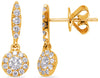 ESTATE .56CT DIAMOND 14KT YELLOW GOLD 3D CLASSIC FLOWER CLUSTER HANGING EARRINGS