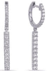 ESTATE .53CT DIAMOND 14KT WHITE GOLD 3D CLASSIC BAR HUGGIE HANGING EARRINGS