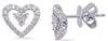 ESTATE .34CT DIAMOND 14KT WHITE GOLD 3D 3 STONE HEART SHAPE LOVE STUD EARRINGS