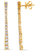 1.06CT DIAMOND 14KT YELLOW GOLD 3D CLASSIC FLEXIBLE BAR JOURNEY HANGING EARRINGS