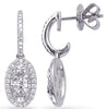 LARGE .94CT DIAMOND 14KT WHITE GOLD INVISIBLE CLASSIC OVAL HALO HANGING EARRINGS