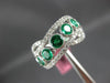 ESTATE LARGE 1.96CT DIAMOND & AAA EMERALD 18K WHITE GOLD CRISS CROSS LOVE RING