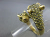 ESTATE 1.60CT YELLOW TOPAZ EMERALD & DIAMOND 18KT GOLD DOUBLE TIGER FUN RING