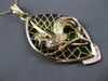 ANTIQUE LARGE VENETIAN GLASS 14K YELLOW GOLD ROOSTER BIRD FLOATING PENDANT #2987
