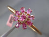 ESTATE LARGE 5.10CT DIAMOND & RUBY 14KT ROSE GOLD FLOWER CLASSIC BANGLE BRACELET