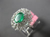 ESTATE LARGE 1.35CT DIAMOND & AAA EMERALD 18KT WHITE GOLD 3D OVAL FILIGREE RING