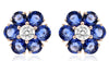 ESTATE LARGE 6.37CT DIAMOND & AAA SAPPHIRE 18K ROSE GOLD 3D FLOWER STUD EARRINGS