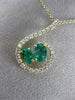 ESTATE LARGE 1.57CT DIAMOND & AAA EMERALD 14KT YELLOW GOLD LOVE FLOATING PENDANT