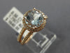ESTATE LARGE 2.25CT DIAMOND & AAA AQUAMARINE 14KT ROSE GOLD HALO ENGAGEMENT RING