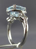 ESTATE LARGE 3.55CT DIAMOND & AAA AQUAMARINE 14K WHITE GOLD HALO ENGAGEMENT RING
