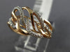ESTATE WIDE .18CT ROUND CUT DIAMOND 14KT ROSE GOLD MULTI LEAF ANNIVERSARY RING