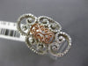 ESTATE WIDE .64CT DIAMOND 14K WHITE & ROSE GOLD 3D OPEN FILIGREE HEART LOVE RING