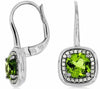 2.35CT DIAMOND & AAA PERIDOT 14KT WHITE GOLD CUSHION HALO LEVERBACK EARRINGS