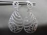 ESTATE LARGE 1.20CT DIAMOND 14K WHITE GOLD 3D TEAR DROP CLIP ON HANGING EARRINGS