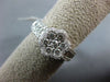 ESTATE WIDE .96CT DIAMOND 14KT WHITE GOLD 3D FLOWER HALO PAVE CLUSTER LOVE RING