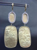 ESTATE LARGE .45CT DIAMOND 14KT 2 TONE GOLD 3D OVAL RECTANGULAR HANGING EARRINGS