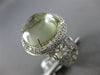 ESTATE LARGE 9.10CT DIAMOND & AAA CABOCHON GREEN AMETHYST 14KT WHITE GOLD RING