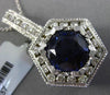 ESTATE LARGE 8.58CT DIAMOND & TANZANITE 18KT WHITE GOLD HEXAGON FILIGREE PENDANT