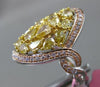 ESTATE LARGE 4.15CT INTENSE FANCY DIAMOND 18KT TRI GOLD OVAL INFINITY LOVE RING