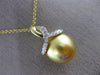 ESTATE LARGE .13CT DIAMOND & AAA GOLDEN SOUTH SEA PEARL 14KT YELLOW GOLD PENDANT