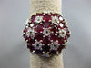 ESTATE EXTRA LARGE 6.50CT DIAMOND & AAA RUBY 14K YELLOW GOLD FLOWER RING#22260