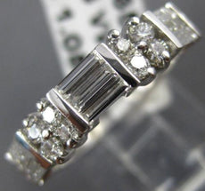 ANTIQUE 1.08CT DIAMOND 14K WHITE GOLD 3D TWO ROW  FLOWER ANNIVERSARY RING #5631