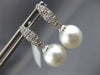 LARGE .20CT DIAMOND & SOUTH SEA PEARL 18KT WHITE GOLD MARQUISE HANGING EARRINGS