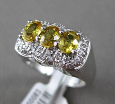 ANTIQUE 1.53CT DIAMOND & OVAL YELLOW SAPPHIRE 18KT WHITE GOLD HALO COCKTAIL RING