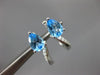 ESTATE 2.40CT DIAMOND & AAA BLUE TOPAZ 18K WHITE GOLD TEAR DROP HANGING EARRINGS