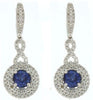 ESTATE LARGE 3.65CT DIAMOND & SAPPHIRE 14KT WHITE GOLD 3D HALO INFINITY EARRINGS