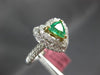 ESTATE LARGE 1.6CT DIAMOND & AAA EMERALD 18K TWO TONE GOLD HEART ENGAGEMENT RING