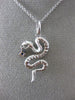 ESTATE .35CT DIAMOND & AAA SAPPHIRE 14KT WHITE GOLD 3D HANDCRAFTED SNAKE PENDANT