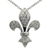 ESTATE .36CT DIAMOND 18KT WHITE GOLD 3D CLASSIC FLUER DE LIS FLOATING PENDANT