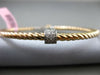 ESTATE .35CT DIAMOND 14KT WHITE & ROSE GOLD CIRCLE OF LIFE ROPE BANGLE BRACELET