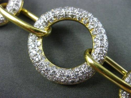 ESTATE LONG 2.20CT DIAMOND 18KT TWO TONE GOLD 3D CIRCLE OF LIFE TOGGLE BRACELET