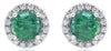 4.18CT DIAMOND & AAA EMERALD 18KT WHITE GOLD 3D ROUND CLASSIC HALO STUD EARRINGS